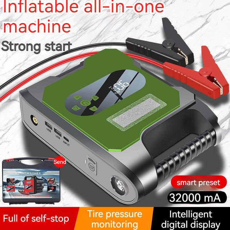 32,000mah 12V Car Wire Emergency Starter Power Car Air Pump All-in-One Machine Multifunctional Power Bank