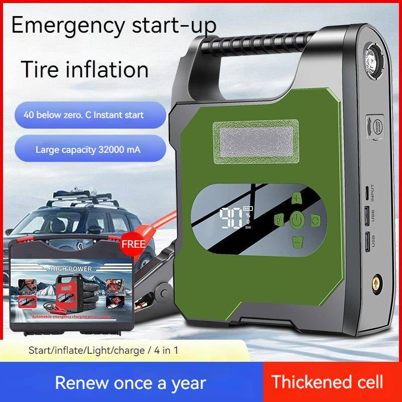 32,000mah 12V Car Wire Emergency Starter Power Car Air Pump All-in-One Machine Multifunctional Power Bank